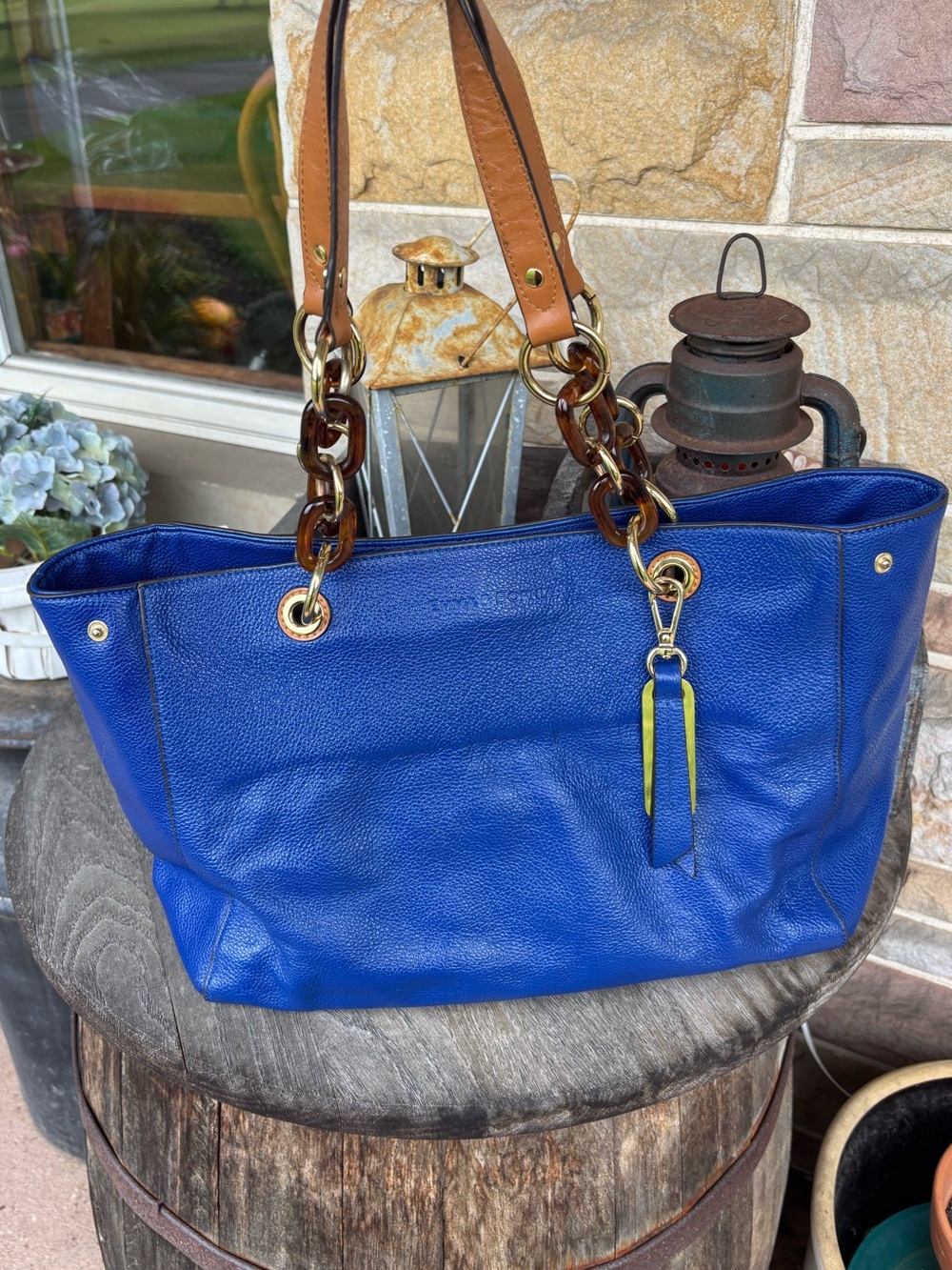 Emma & Sophia Blue Vegan Leather Shoulder Bag